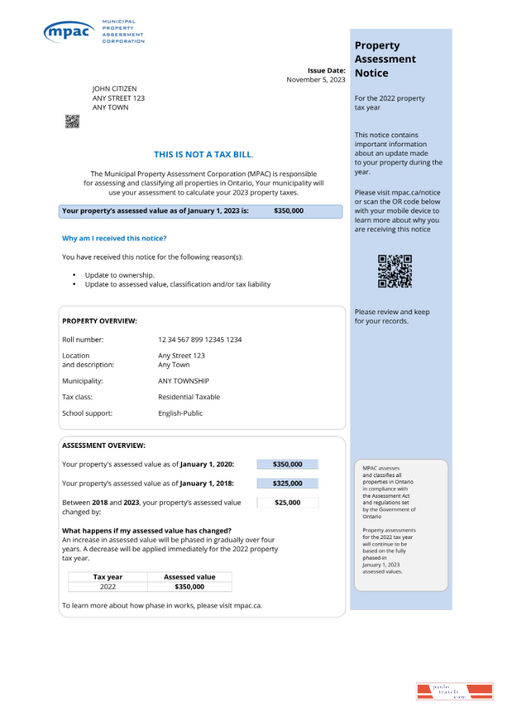 USA Ontario MPAC utility bill, PDF and Word download template